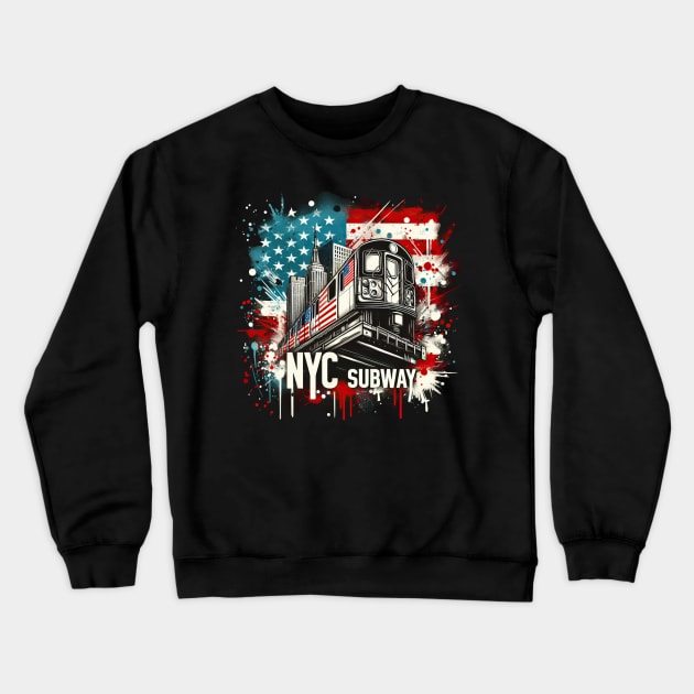 New York Subway Christmas Edition NYC Subway Train Crewneck Sweatshirt by Nysa Design